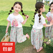 女童夏裝防蚊褲套裝2025新款兒童夏季衣服寶寶短袖網(wǎng)紅炸街15xk55 防蚊褲套裝-粉色 100 碼