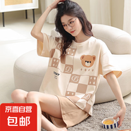 新款純棉睡衣女士夏季短袖薄款短褲春秋款夏天家居服女套裝 Z58163女款 XL