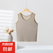 新款圓領(lǐng)寬松條紋吊帶背心女針織衫無(wú)袖上衣百搭休閑款女士春夏季 咸菜綠 均碼