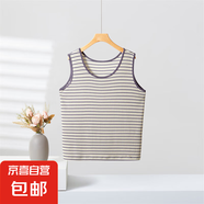 新款圓領(lǐng)寬松條紋吊帶背心女針織衫無(wú)袖上衣百搭休閑款女士春夏季 復(fù)古藍(lán) 均碼