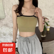 內(nèi)衣女學(xué)生韓版撞色美背裹胸聚攏防走光運(yùn)動(dòng)少女打底背心吊帶內(nèi)搭 【抹茶】*帶胸墊/1件 L  【110-125斤】