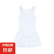 甜美風(fēng)白色吊帶連衣裙女裝夏季獨(dú)特別致荷葉邊短裙芭蕾風(fēng)a字裙子 白色 M
