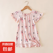 女童短袖睡裙夏季薄款a類家居服涼感卡通夏天花邊兒童連衣裙 蝴蝶結(jié)兔子SQ965 160 cm
