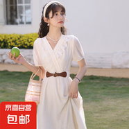 法式赫本風(fēng)白色連衣裙女2025夏季新款收腰顯瘦氣質(zhì)高級(jí)感長(zhǎng)6805 米白色 L 【110-120斤】