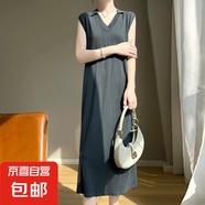 設(shè)計(jì)感POLO領(lǐng)針織無(wú)袖連衣裙女夏季寬松顯瘦慵懶風(fēng)長(zhǎng)裙/RT1105-X 深灰色 2XL