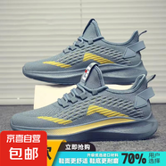 夏季透氣網(wǎng)面跑步鞋時尚潮流休閑便利鞋韓版潮流樂福鞋透氣輕便鞋 藍(lán)色 47