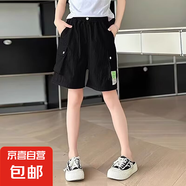 兒童女童工裝短褲夏季外穿兒童2025新款運(yùn)動(dòng)五分中褲大童夏裝褲子 DS-D56【黑色】短褲 150