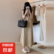 日系工裝連衣裙夏季新款復古高級感氣質(zhì)無袖長裙休閑寬松顯瘦裙子 圖片色 S