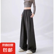 藍(lán)色奶芙山本褲女2025夏季新款高腰顯瘦休閑直筒肌理感慵懶闊腿褲 黑色-加長款【錦綸面料】 XL 【105-125斤】