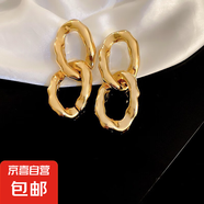 銀針中古圓形花朵流蘇耳環(huán)歐美復(fù)古金屬感耳釘氣質(zhì)輕奢耳飾批發(fā)女 111#銀針-金色不規(guī)則