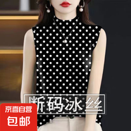 女裝背心t恤2025夏季新款無袖上衣半高領(lǐng)短袖內(nèi)搭吊帶馬甲外穿 黑色 E97 4XL 140-150斤