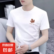 短袖t恤男2025夏季潮流半袖圓領印花上衣寬松打底衫男SJ 智匯BT157-白色 3XL