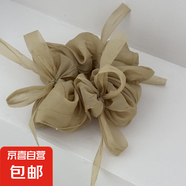 蘇純純色溫柔曼妙輕紗大腸圈打結蝴蝶結網紗發(fā)圈日常百搭森系頭飾 黃綠發(fā)圈 1個