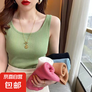 螺紋瑜伽純色吊帶小背心女夏季內(nèi)搭外穿無袖打底衫百搭修身顯瘦 炫本色 背心綠色 XL
