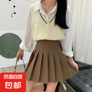 顯瘦百褶裙jk半身裙帶內(nèi)襯短裙女高腰學(xué)院風a字裙辣妹百搭休閑KXW 咖色百褶裙【顯瘦百搭-帶內(nèi)襯】 3XL 【145-160斤】