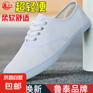 魯泰魯泰帆布鞋男款高級感男鞋透氣不臭腳白色布鞋工作鞋小白鞋休 白色【耐刷不變黃】】 42