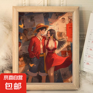 海賊王路飛索隆擺臺相框桌面擺件飾品二次元生日禮物ins裝飾畫框 路飛女帝 10寸