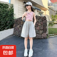 女童褲子春裝闊腿休閑褲新款2025春秋款直筒褲兒童長褲學(xué)生運(yùn)動(dòng)褲 D61灰色  170