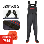 水褲半身衣服雨褲帶雨鞋皮叉褲抓魚全身男連體水庫水鞋加厚下水褲 前后加高黑雙護(hù)膝-輕便 39