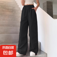 女童工裝褲酷颯風(fēng)夏季2025新款兒童速干休閑褲女大童春夏褲子薄款 黑色  160