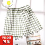 睡褲女夏短褲薄款2025年新款格子褲休閑可外穿寬松棉單件家居褲 綠色【格子短褲】 3XL 建議【160-180斤】