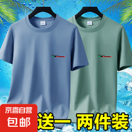 2025夏季短袖T恤男士圓領(lǐng)潮流印花寬松大碼百搭半袖體恤打底衫-SL 短袖DAP-霧藍(lán)+豆綠 3XL 碼【145-160斤】