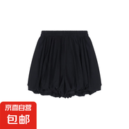 白色花苞褲裙短裙女夏季松緊腰顯瘦百搭蓬蓬裙褲闊腿褲休閑褲褲子 黑色 XL