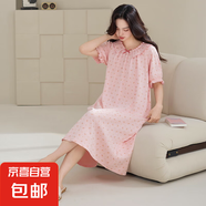 睡裙女士夏季純棉2025新款短袖寬松加大碼胖mm田園風(fēng)碎花長款裙子 Z31005 4XL