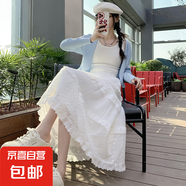 芭蕾蛋糕白色中長(zhǎng)裙蓬蓬甜美可愛夏季薄款顯瘦2025最新款低個(gè)子 米白色 M