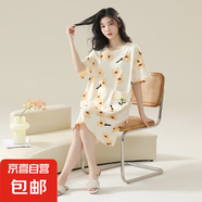 睡裙女夏季純棉女士短袖睡衣女款夏天2025新款連衣裙寬松孕婦可穿 Z623 XL