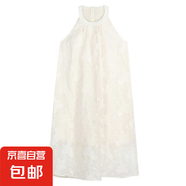 甜美雪紡掛脖連衣裙仙女夏季海邊度假裙子氣質(zhì)高級感露肩無袖長裙 杏色 2XL