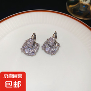 真金電鍍鋯石包包U形耳扣歐美時(shí)尚大氣耳環(huán)輕奢高級(jí)感氣質(zhì)耳飾女 耳扣-銀色（真金電鍍）