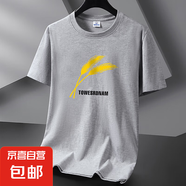 2025夏季新款潮流t恤男士寬松大碼圓領(lǐng)打底衫上衣服體恤男潮-SL 淺灰色 3XL 【150-165斤】