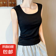 夏季新款內(nèi)搭無(wú)袖打底衫白色吊帶方領(lǐng)背心女胖mm大碼顯瘦外穿上衣 K10-黑色 2XL 建議體重130-150斤