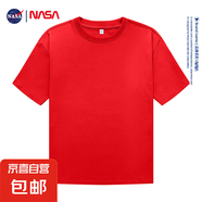 NASA GISS夏季純棉男女寬松休閑短袖T恤情侶潮流百搭ins圓領(lǐng)半袖 紅色 2XL 155-170斤