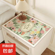 美式田園床頭柜保護(hù)墊免洗防水桌墊輕奢高級(jí)感桌面保護(hù)墊臥室蓋布 皮革-【ZD11489】淡綠詩篇 50*50cm