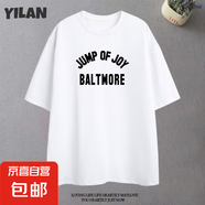 220克純棉復(fù)古潮牌男女情侶款夏季美式印花寬松短袖上衣服t恤 1017白色【J0Y】 XL