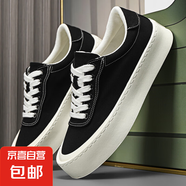 帆布鞋男款2025新款夏季透氣百搭休閑滑板鞋學(xué)生運(yùn)動(dòng)軟底黑色布鞋 KK10黑色 40