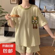 2025睡衣女夏天棉質(zhì)短袖短褲夏季薄款卡通少女生休閑家居服套裝 HZ33408 L