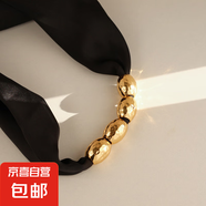 布藝網(wǎng)紗橢圓金屬球項(xiàng)鏈歐美冷淡風(fēng)復(fù)古鎖骨鏈時(shí)尚小眾高級(jí)感頸鏈 項(xiàng)鏈-黑色