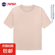 NASA GISS夏季純棉男女寬松休閑短袖T恤情侶潮流百搭ins圓領半袖 卡其色 L 125-140斤