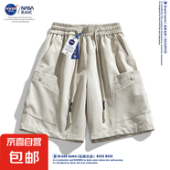 NASA BASE日系復(fù)古大口袋工裝短褲男夏季大碼寬松百搭運(yùn)動(dòng)五分褲 YL1501-卡其 L