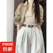 純棉綠色長(cháng)袖襯衫外套女款春秋2025新款爆款襯衣夏季上衣 淺灰綠 2XL