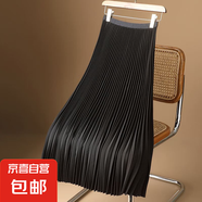 高端卡其色垂感百褶裙女春季西裝新款高級感歐貨2025洋氣半身裙子 黑色【單件】 XL