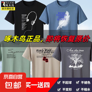 啄木鳥(niǎo)5件純棉短袖t恤男青年大碼寬松印花體恤圓領(lǐng)打底衫衣服半袖 耳黑+羽霧藍+S綠+鏈卡+樹(shù)灰 5XL 建議【180-200斤】