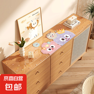 多巴胺餐邊柜桌墊電視柜臺面保護墊透明pvc軟玻璃長條桌布鞋柜墊 PVC半透明-ZD-TD31403小小皇冠球 35*140cm