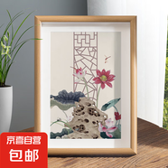 荷花裝飾畫字畫擺件辦公室餐廳桌面相框小擺臺(tái)客廳玄關(guān)新中式掛畫 荷花-出淤泥而不染 A4