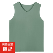 背心男士冰絲無痕純色打底衫夏季薄款運(yùn)動坎肩內(nèi)衣無袖t恤速 青草綠 3XL