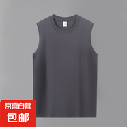 無袖短袖t恤男夏季2025新款圓領(lǐng)純色正肩半袖上衣夏裝 無袖-鐵灰 5XL