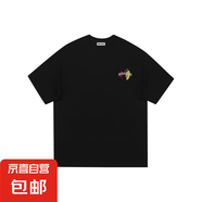 PIRKADAT美式街頭潮流天使惡魔翅膀圖案花體字母印花設(shè)計(jì)百搭夏季 黑色 S